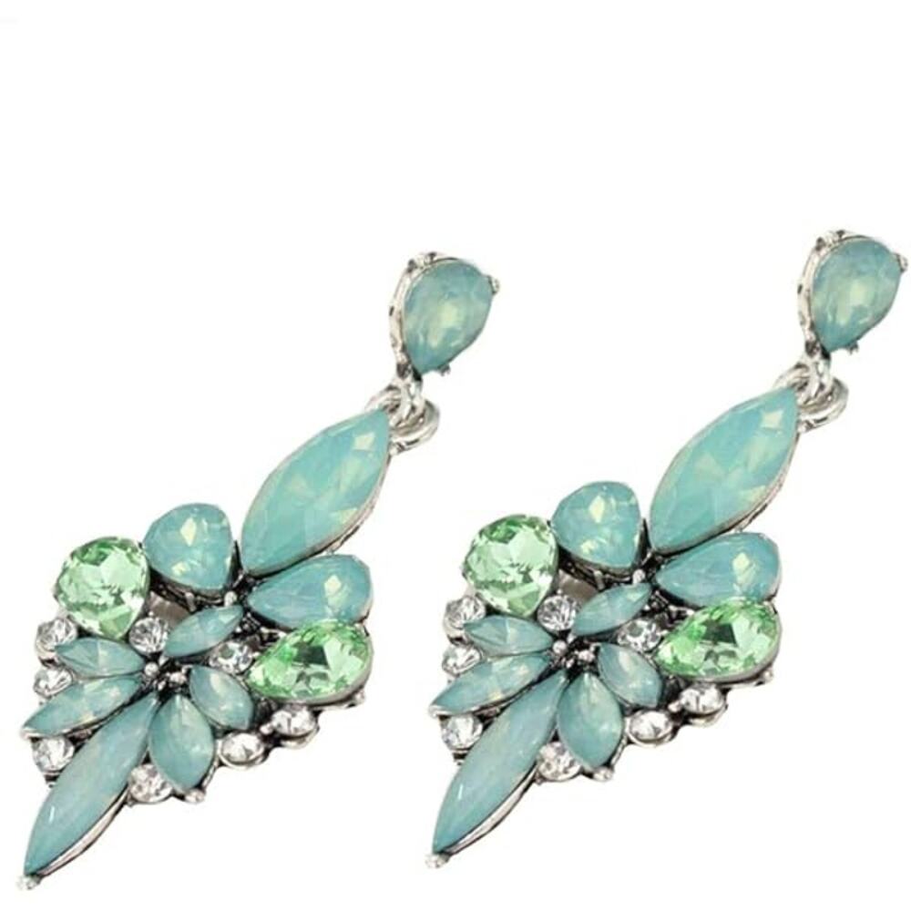 Antique Vintage Retro Style Sea Foam Mint Green Tiffany Aqua Blue Earrings